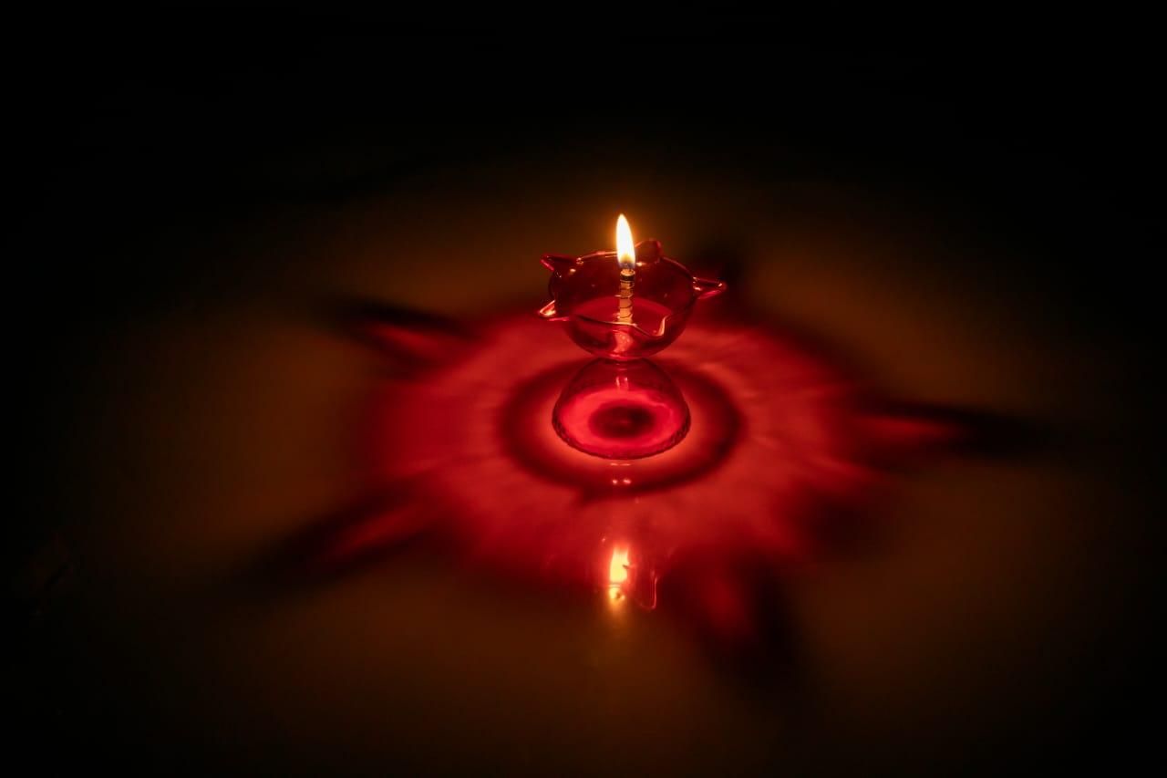 3D Reflective Shadow Colourful Diya For Diwali Decoration