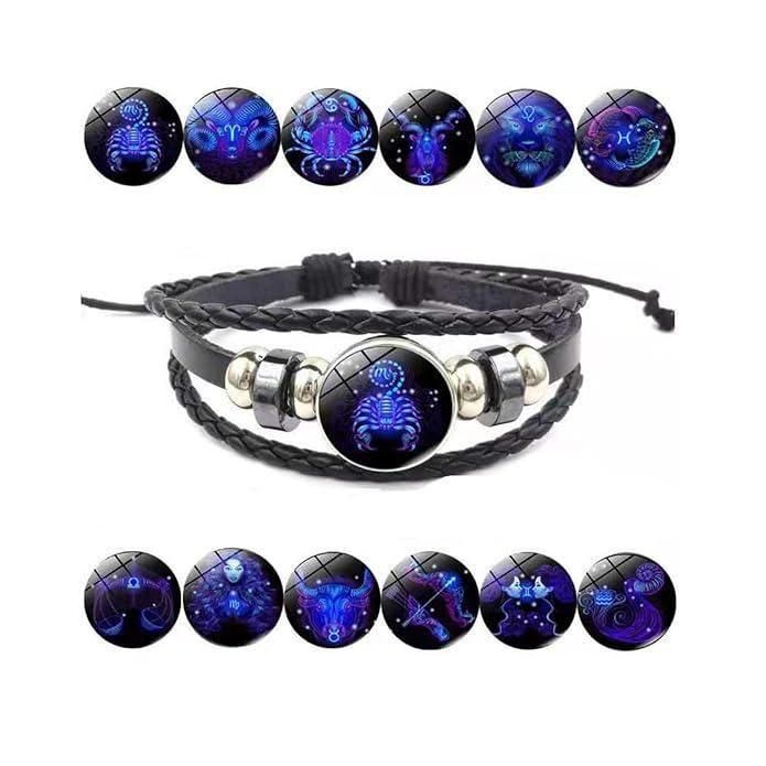 🔥Zodiac Constellation Guardian Black Leather Bracelet Adjuststable🔥