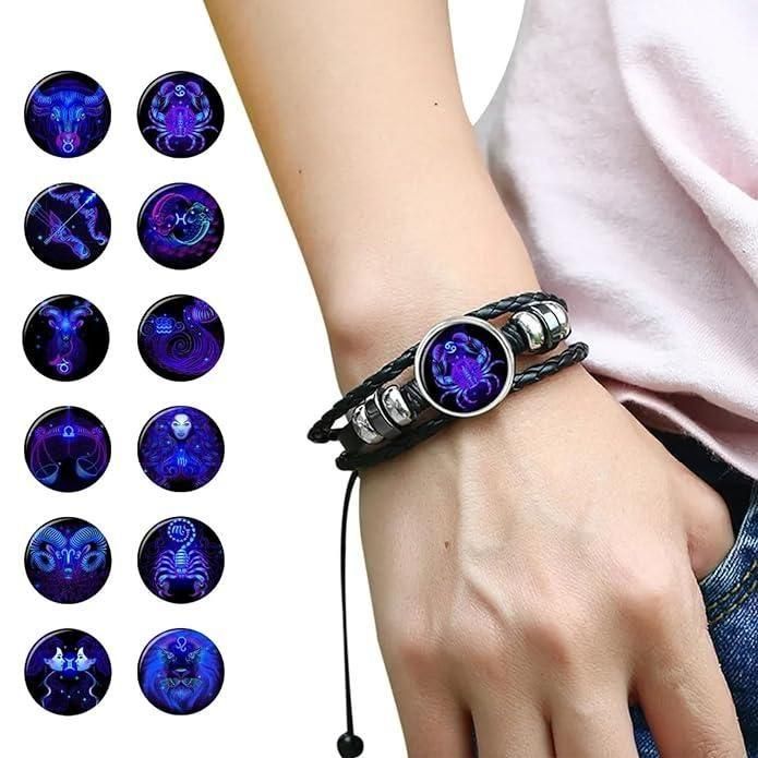 🔥Zodiac Constellation Guardian Black Leather Bracelet Adjuststable🔥