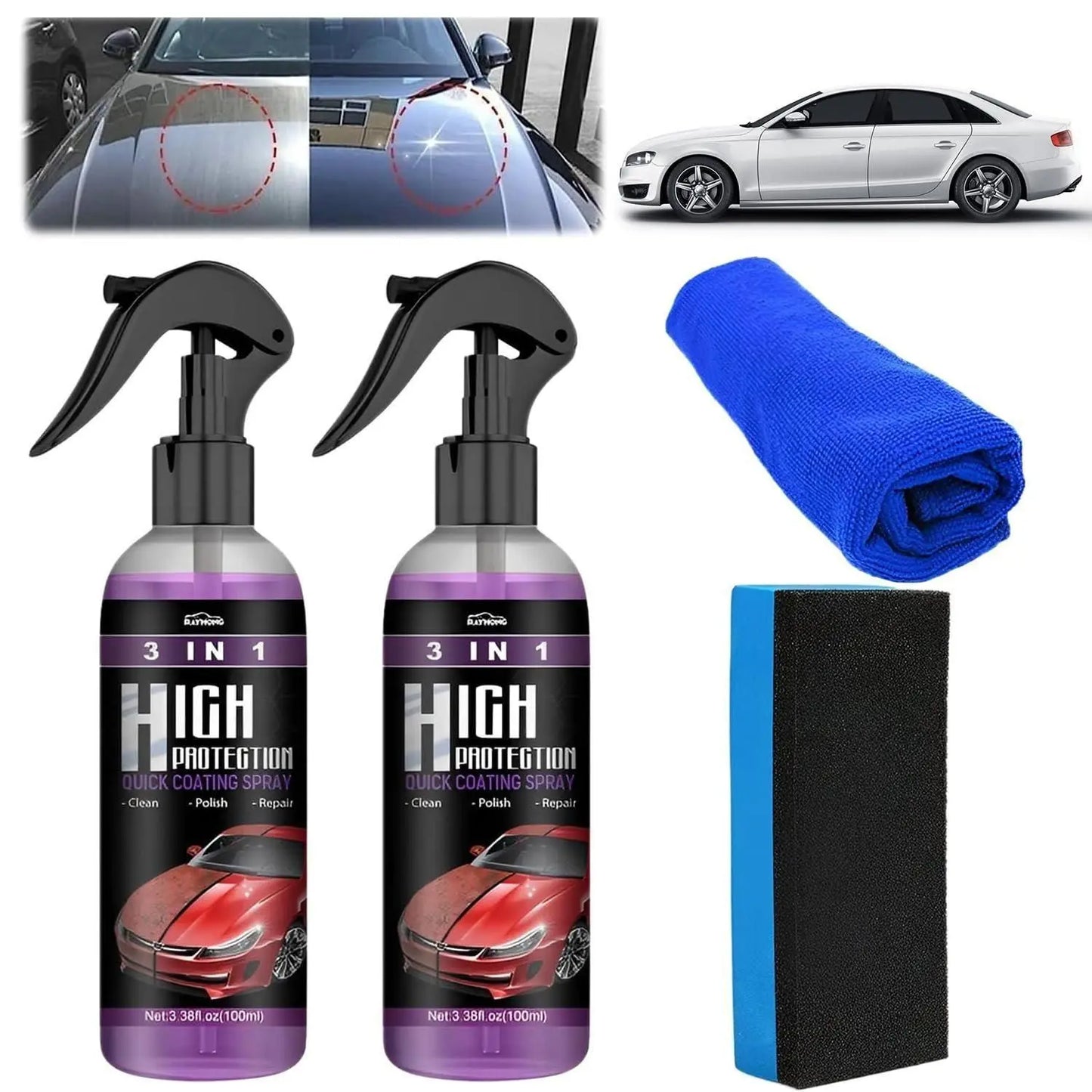 😍3 in 1 High Protection Quick Car Ceramic Coating Spray🫧 - ⚡BUY 1 GET 1 FREE⚡