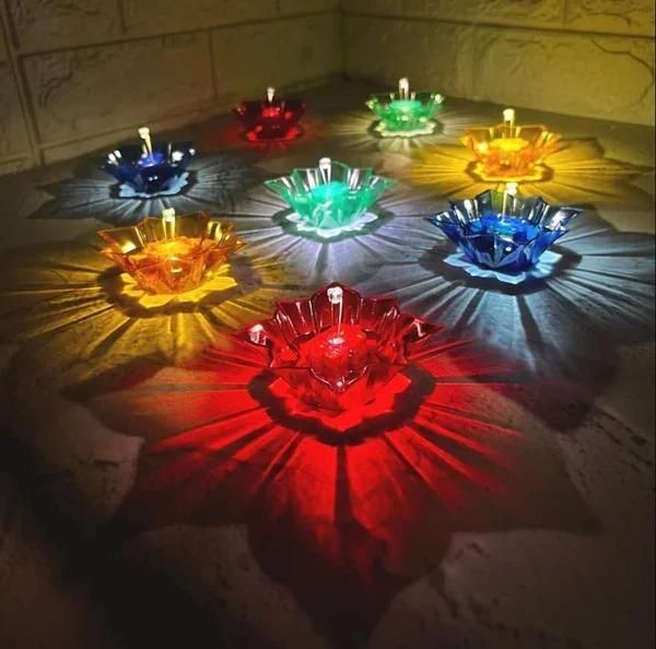 3D Reflective Shadow Colourful Diya For Diwali Decoration