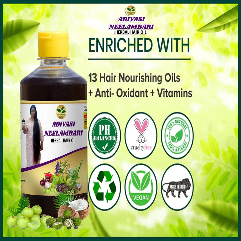 ADIVASI NEELAMBARI HERBAL HAIR OIL - DIRECTLY FROM KARNATAKA MYSORE (BUY 1 GET 1 FREE)