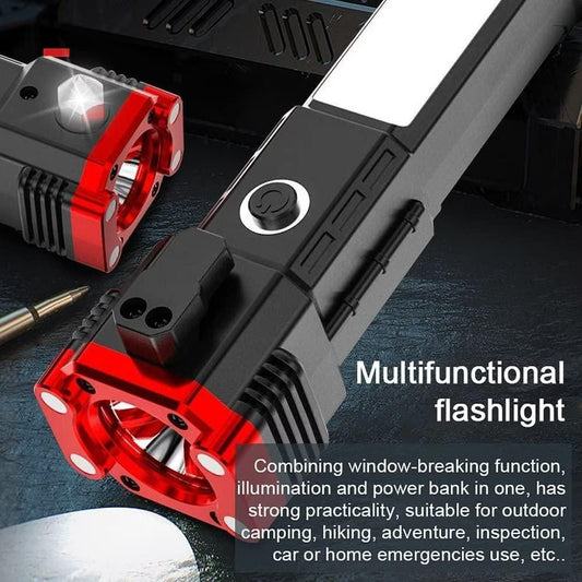 🔥Portable Rechargeable Torch LED Flashlight with Safety Hammer Function🔥-Flat 50% off