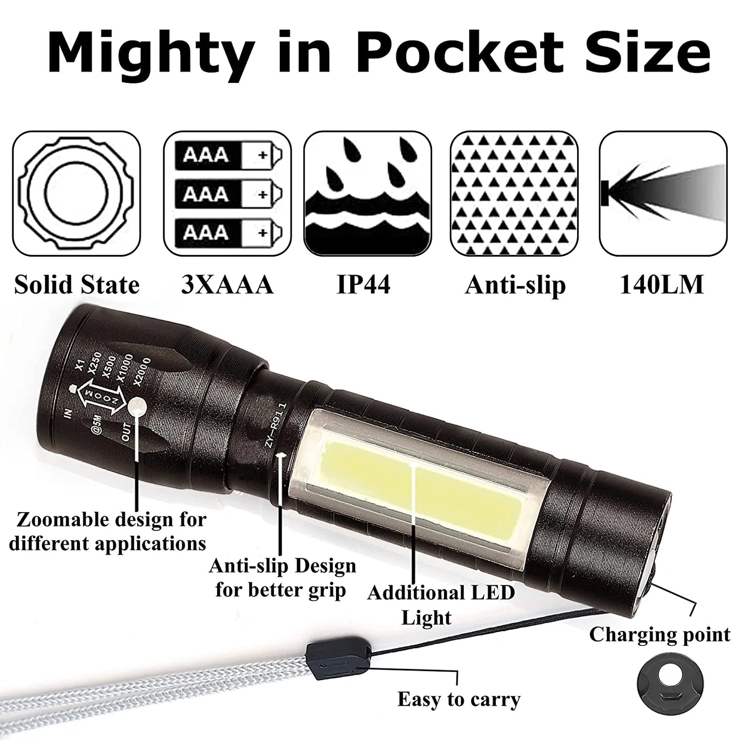 Mini Rechargeable High😍 Quality LED Flashlight -✨ Flat 50% Off😍